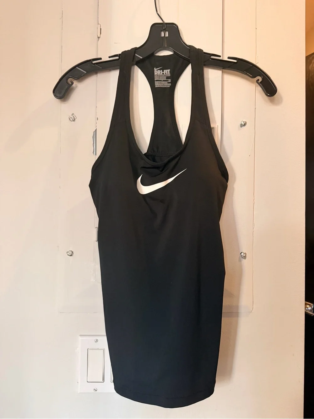 Nike Black Racerback Dri-FIT Tank with White Swoosh